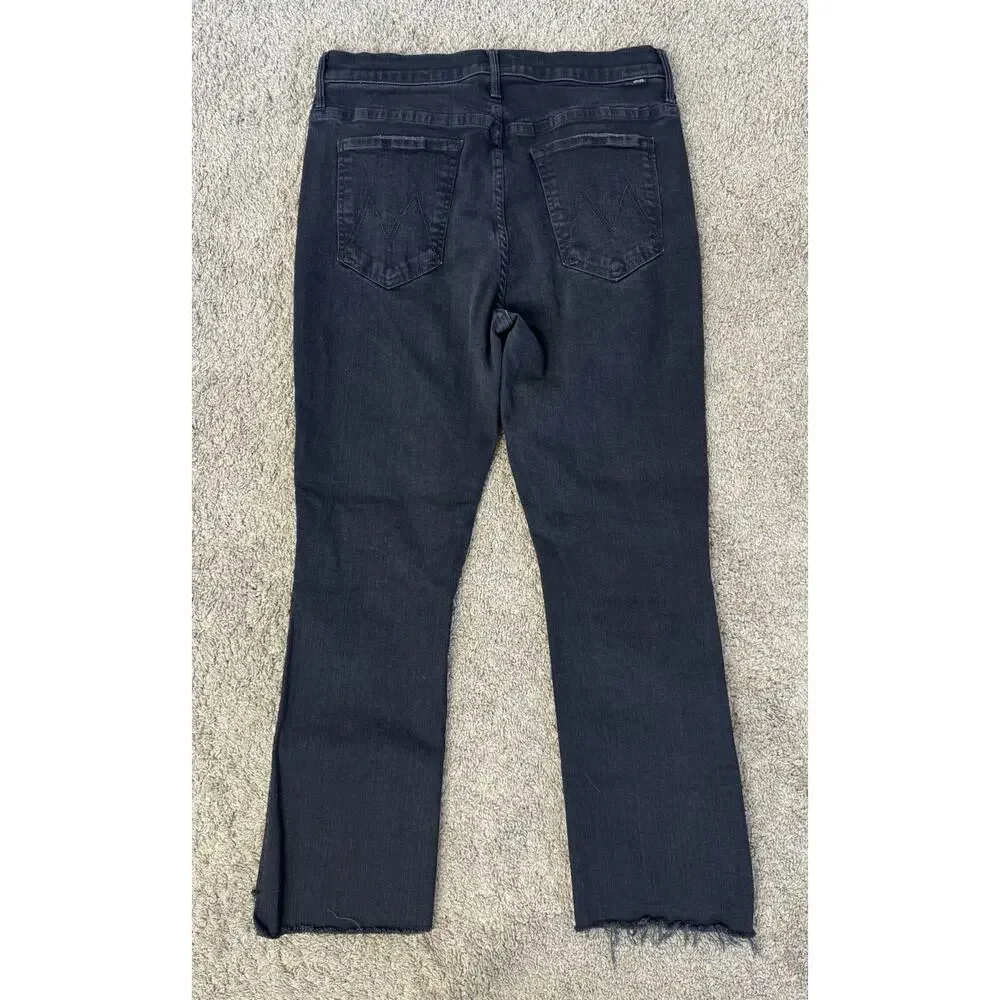MOTHER Insider Crop Step Fray Jeans Not Guilty Black Wash Size 32 MINT CONDITION - Picture 5 of 8